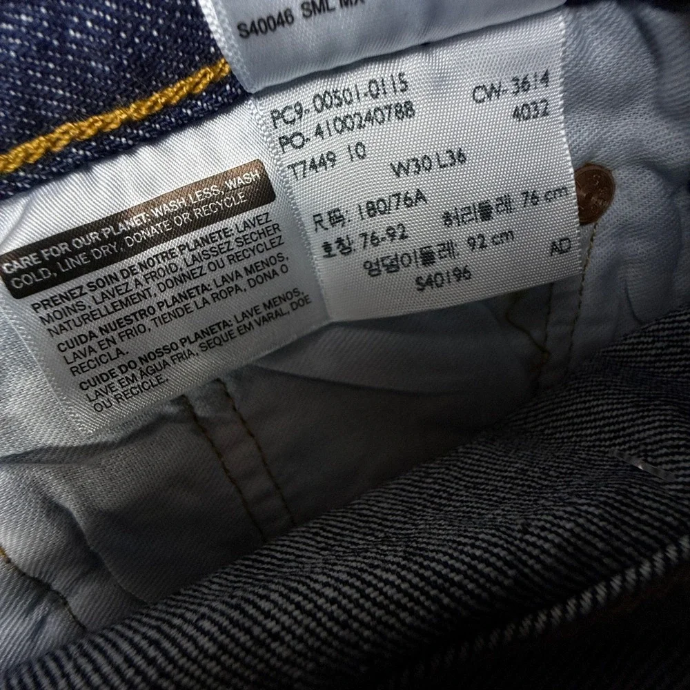 Levis 501 Original Fit Jeans Mens 30x36 Dark Wash Straight Leg Button Fly NWT